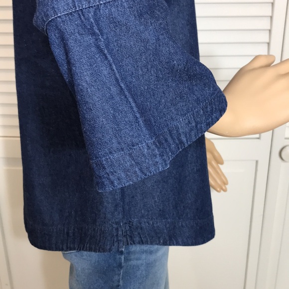 Draper James Ruffle Placket Chambray Blue Top XS - Picture 8 of 15